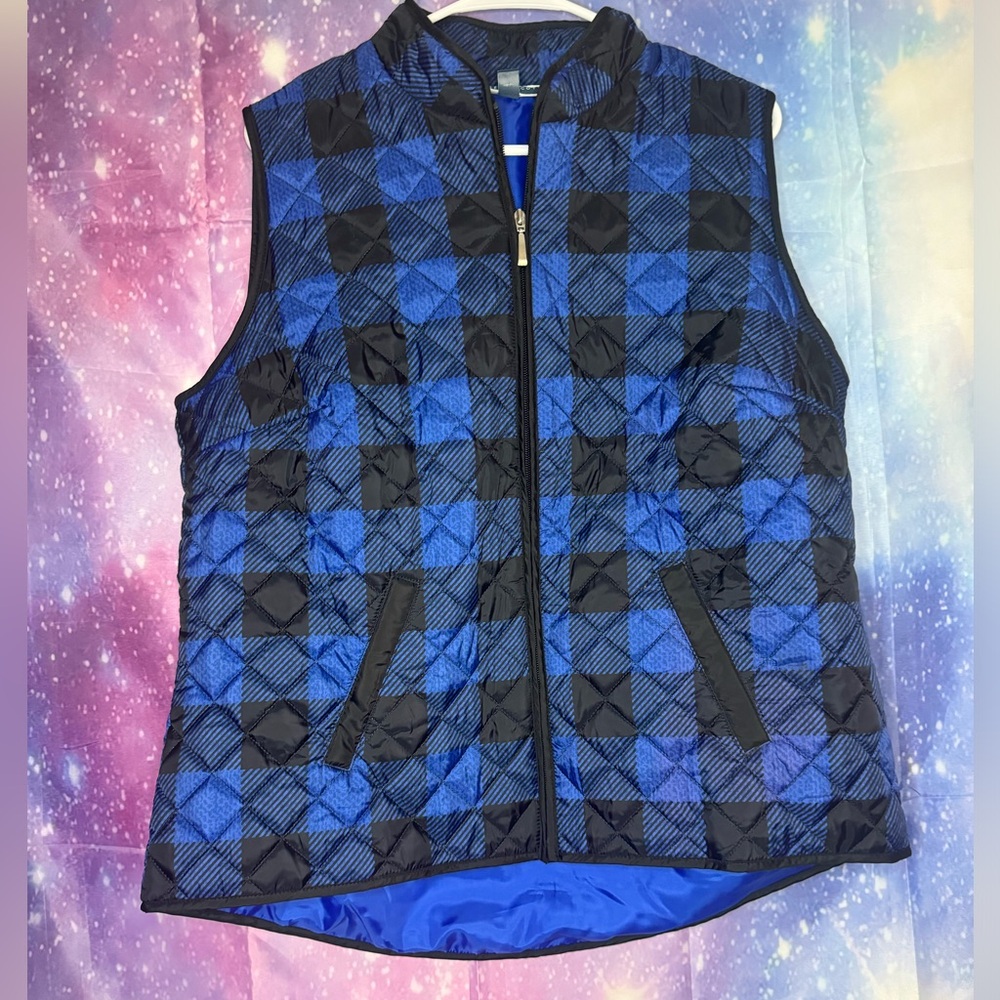 Karen Scott sport blue plaid vest 🛍
